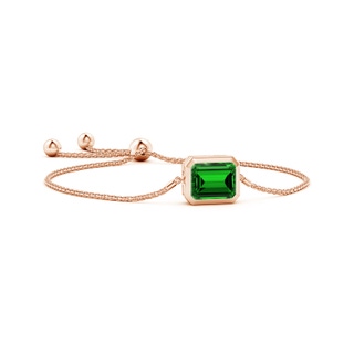12x10mm Labgrown Lab-Grown Horizontally Set Emerald-Cut Emerald Bolo Bracelet in Rose Gold