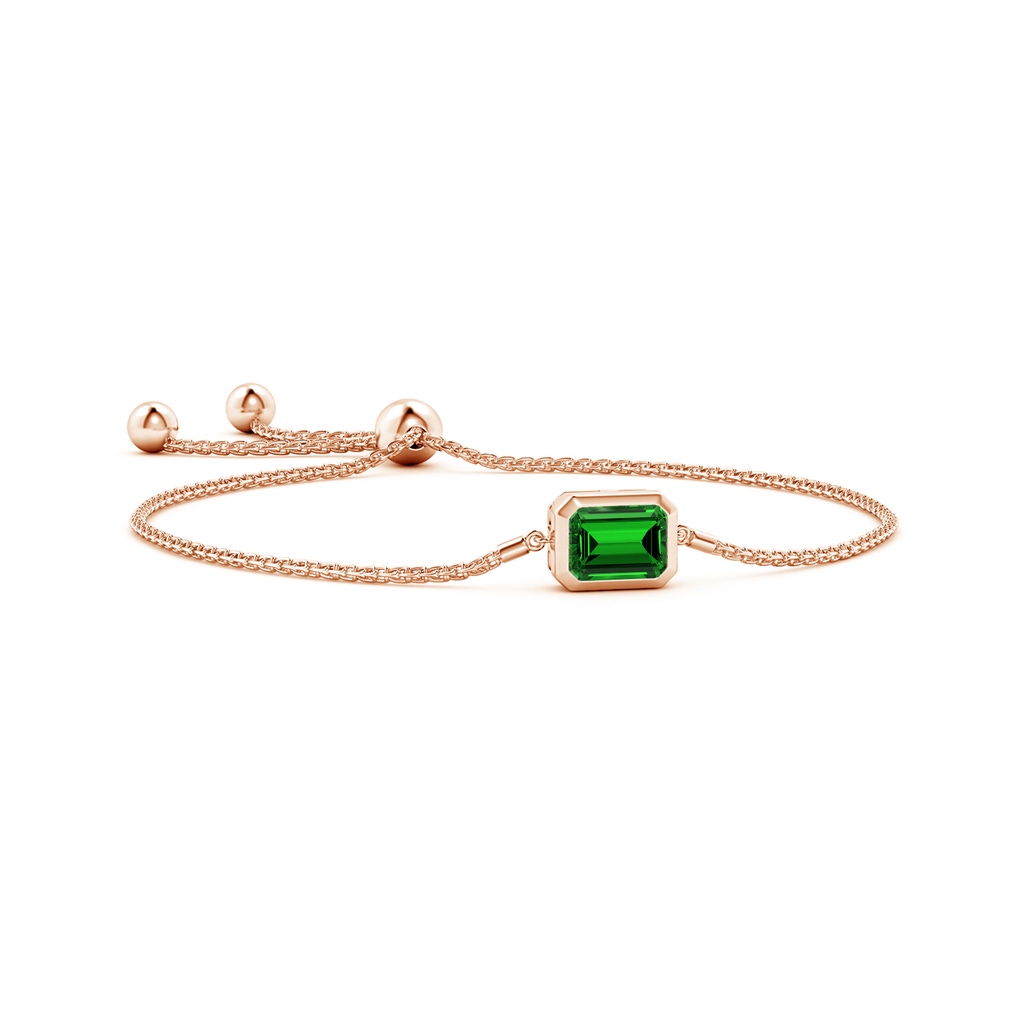 9x7mm Labgrown Lab-Grown Horizontally Set Emerald-Cut Emerald Bolo Bracelet in 10K Rose Gold