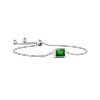 9x7mm Labgrown Lab-Grown Horizontally Set Emerald-Cut Emerald Bolo Bracelet in S999 Silver