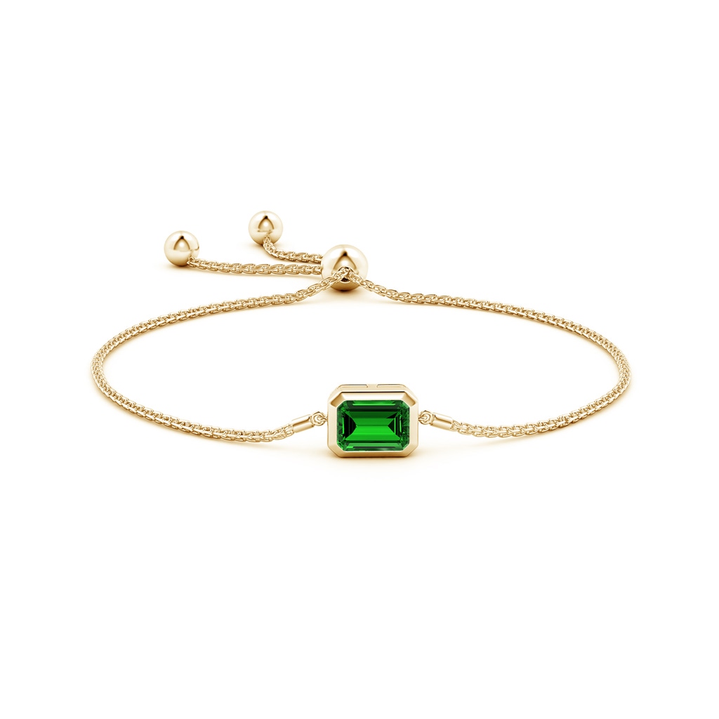 9x7mm Labgrown Lab-Grown Horizontally Set Emerald-Cut Emerald Bolo Bracelet in Yellow Gold Side 199