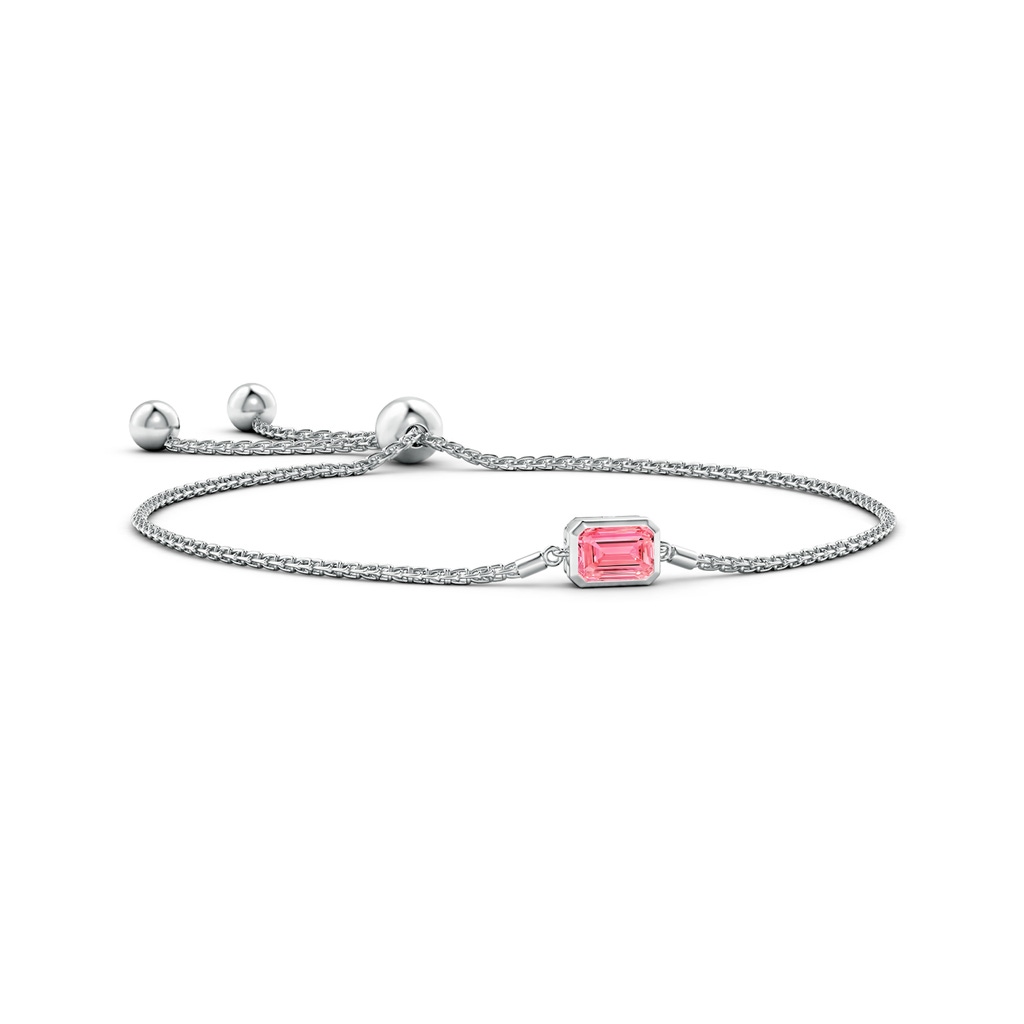 7x5mm Labgrown Horizontally Set Emerald-Cut Lab-Grown Fancy Intense Pink Diamond Bolo Bracelet in White Gold