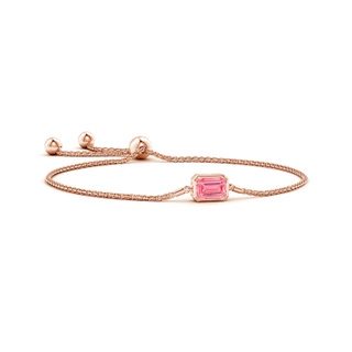 8x6mm Labgrown Horizontally Set Emerald-Cut Lab-Grown Fancy Intense Pink Diamond Bolo Bracelet in 10K Rose Gold