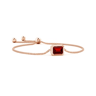 10x8mm Labgrown Lab-Grown Horizontally Set Emerald-Cut Ruby Bolo Bracelet in Rose Gold