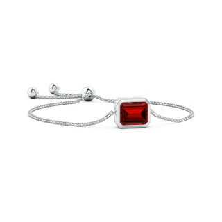 12x10mm Labgrown Lab-Grown Horizontally Set Emerald-Cut Ruby Bolo Bracelet in White Gold