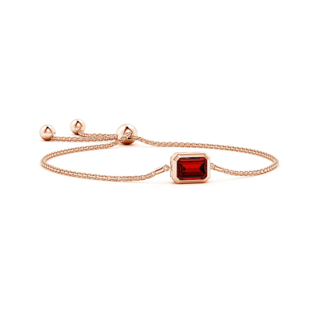 9x7mm Labgrown Lab-Grown Horizontally Set Emerald-Cut Ruby Bolo Bracelet in 10K Rose Gold