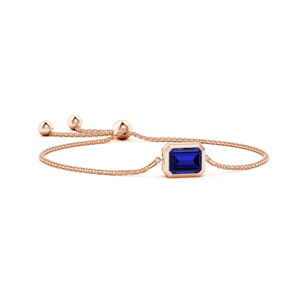 10x8mm Labgrown Lab-Grown Horizontally Set Emerald-Cut Sapphire Bolo Bracelet in Rose Gold