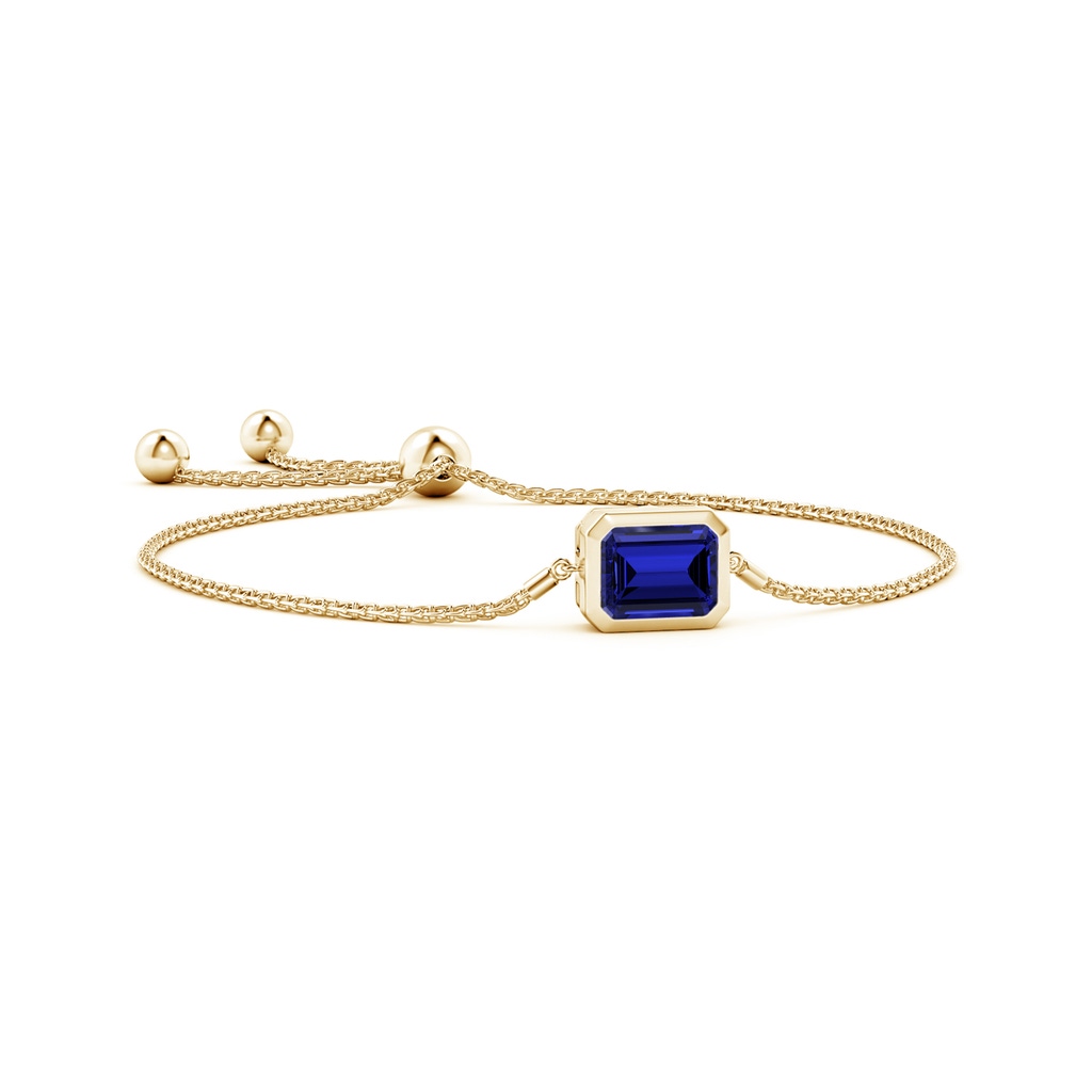 10x8mm Labgrown Lab-Grown Horizontally Set Emerald-Cut Sapphire Bolo Bracelet in Yellow Gold