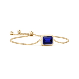12x10mm Labgrown Lab-Grown Horizontally Set Emerald-Cut Sapphire Bolo Bracelet in 10K Yellow Gold