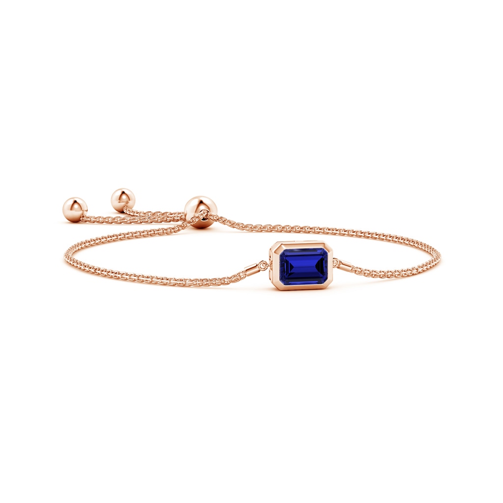 9x7mm Labgrown Lab-Grown Horizontally Set Emerald-Cut Sapphire Bolo Bracelet in 10K Rose Gold