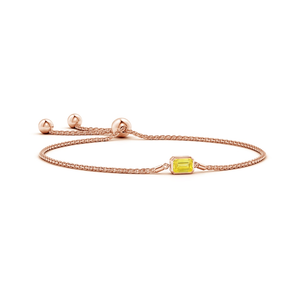 6x4mm Labgrown Horizontally Set Emerald-Cut Lab-Grown Fancy Intense Yellow Diamond Bolo Bracelet in Rose Gold