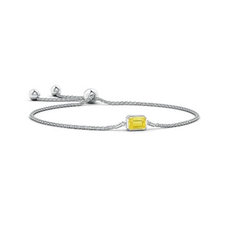 7x5mm Labgrown Horizontally Set Emerald-Cut Lab-Grown Fancy Intense Yellow Diamond Bolo Bracelet in White Gold