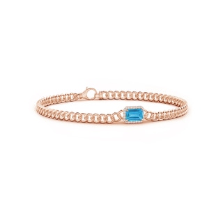 6x4mm Labgrown Emerald-Cut Lab-Grown Fancy Intense Blue Diamond Bracelet with Halo in 10K Rose Gold