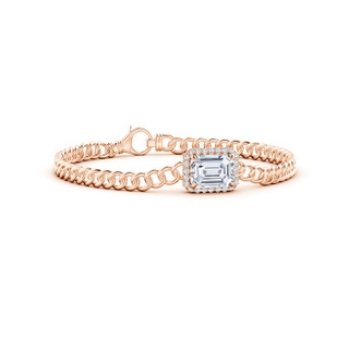 10x7.5mm FGVS Lab-Grown Emerald-Cut Diamond Bracelet with Halo in Rose Gold