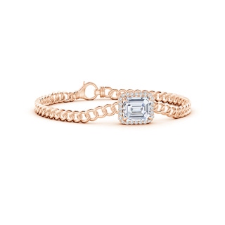 10x8.5mm FGVS Lab-Grown Emerald-Cut Diamond Bracelet with Halo in 9K Rose Gold