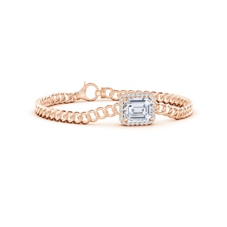 10x8.5mm FGVS Lab-Grown Emerald-Cut Diamond Bracelet with Halo in Rose Gold