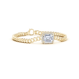 10x8.5mm FGVS Lab-Grown Emerald-Cut Diamond Bracelet with Halo in Yellow Gold