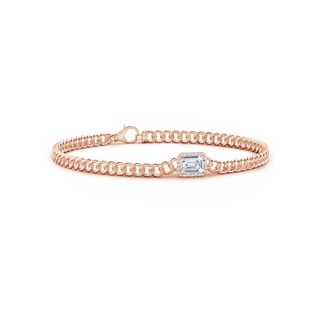 6x4mm FGVS Lab-Grown Emerald-Cut Diamond Bracelet with Halo in 9K Rose Gold