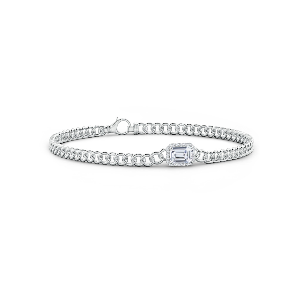 6x4mm FGVS Lab-Grown Emerald-Cut Diamond Bracelet with Halo in White Gold
