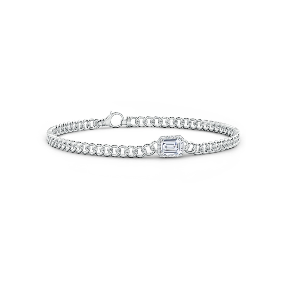 6x4mm FGVS Lab-Grown Emerald-Cut Diamond Bracelet with Halo in White Gold 