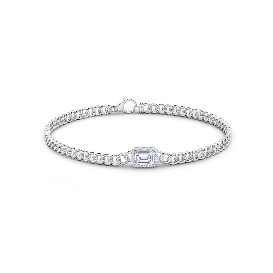 6x4mm FGVS Lab-Grown Emerald-Cut Diamond Bracelet with Halo in White Gold side 199