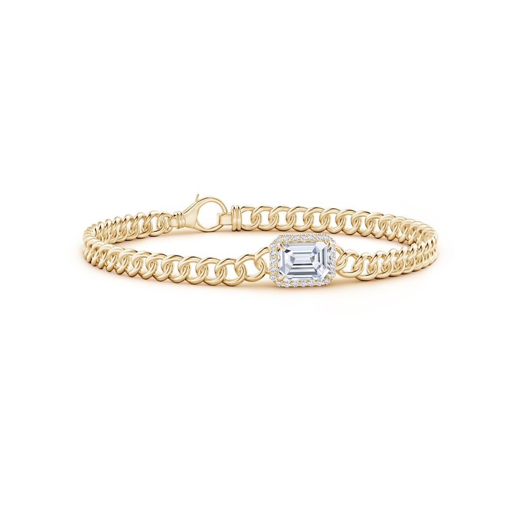8x6mm FGVS Lab-Grown Emerald-Cut Diamond Bracelet with Halo in Yellow Gold