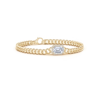 8x6mm FGVS Lab-Grown Emerald-Cut Diamond Bracelet with Halo in Yellow Gold