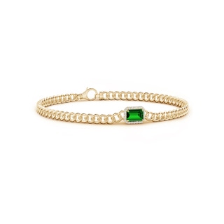 6x4mm Labgrown Lab-Grown Emerald-Cut Emerald Bracelet with Diamond Halo in 9K Yellow Gold