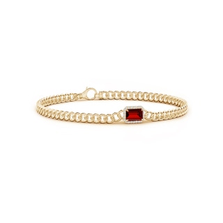 6x4mm Labgrown Lab-Grown Emerald-Cut Ruby Bracelet with Diamond Halo in 9K Yellow Gold