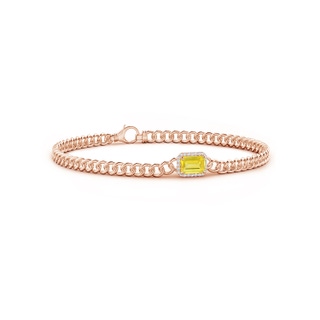 6x4mm Labgrown Emerald-Cut Lab-Grown Fancy Intense Yellow Diamond Bracelet with Halo in 10K Rose Gold