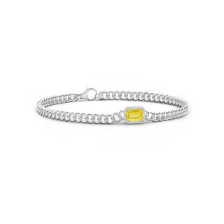 6x4mm Labgrown Emerald-Cut Lab-Grown Fancy Intense Yellow Diamond Bracelet with Halo in White Gold