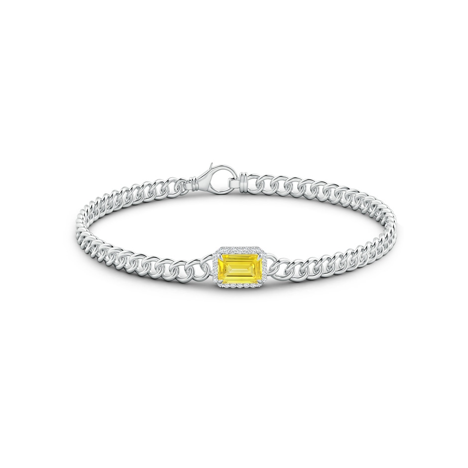 7x5mm Labgrown Emerald-Cut Lab-Grown Fancy Intense Yellow Diamond Bracelet with Halo in White Gold side 199