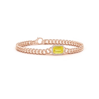 8x6mm Labgrown Emerald-Cut Lab-Grown Fancy Intense Yellow Diamond Bracelet with Halo in 9K Rose Gold