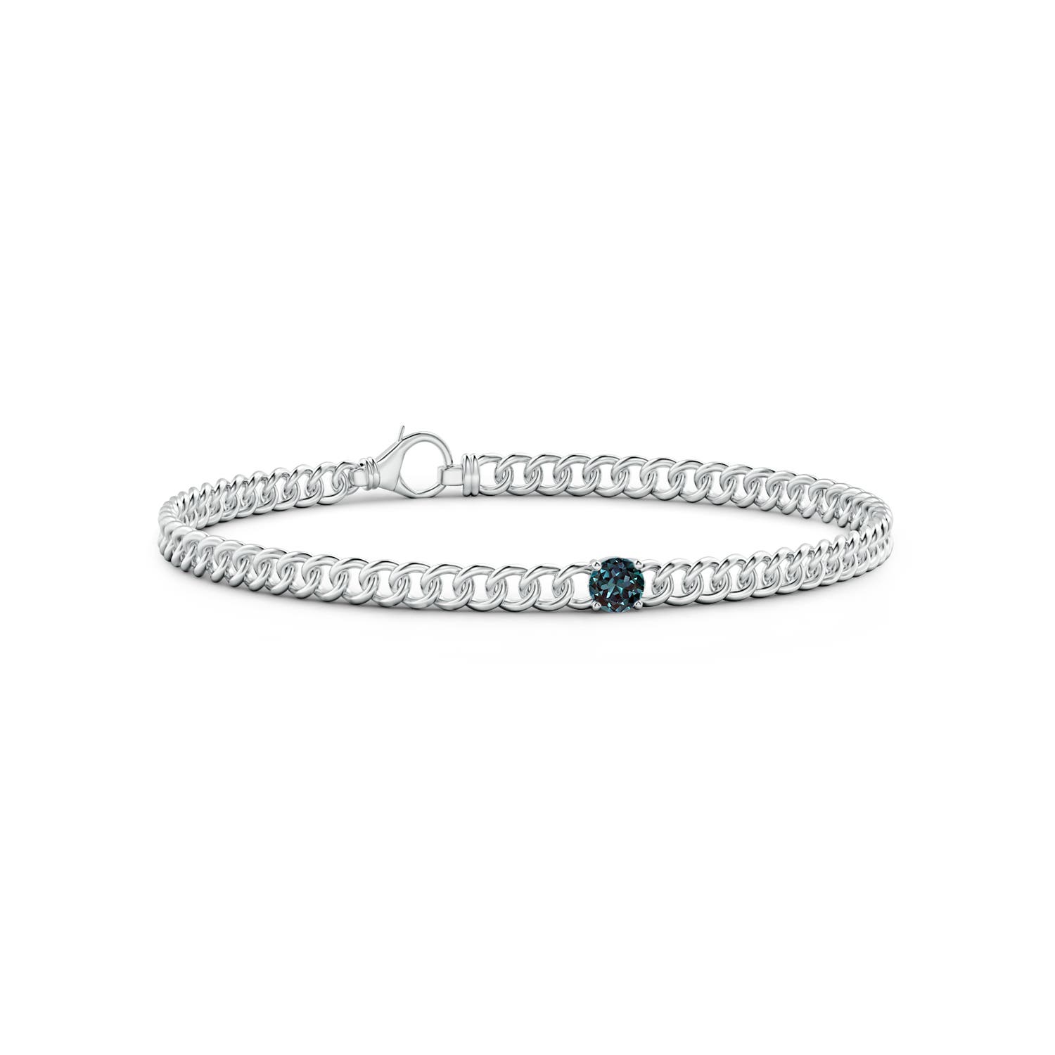 4mm Labgrown Solitaire Round Lab-Grown Alexandrite Bracelet in White Gold
