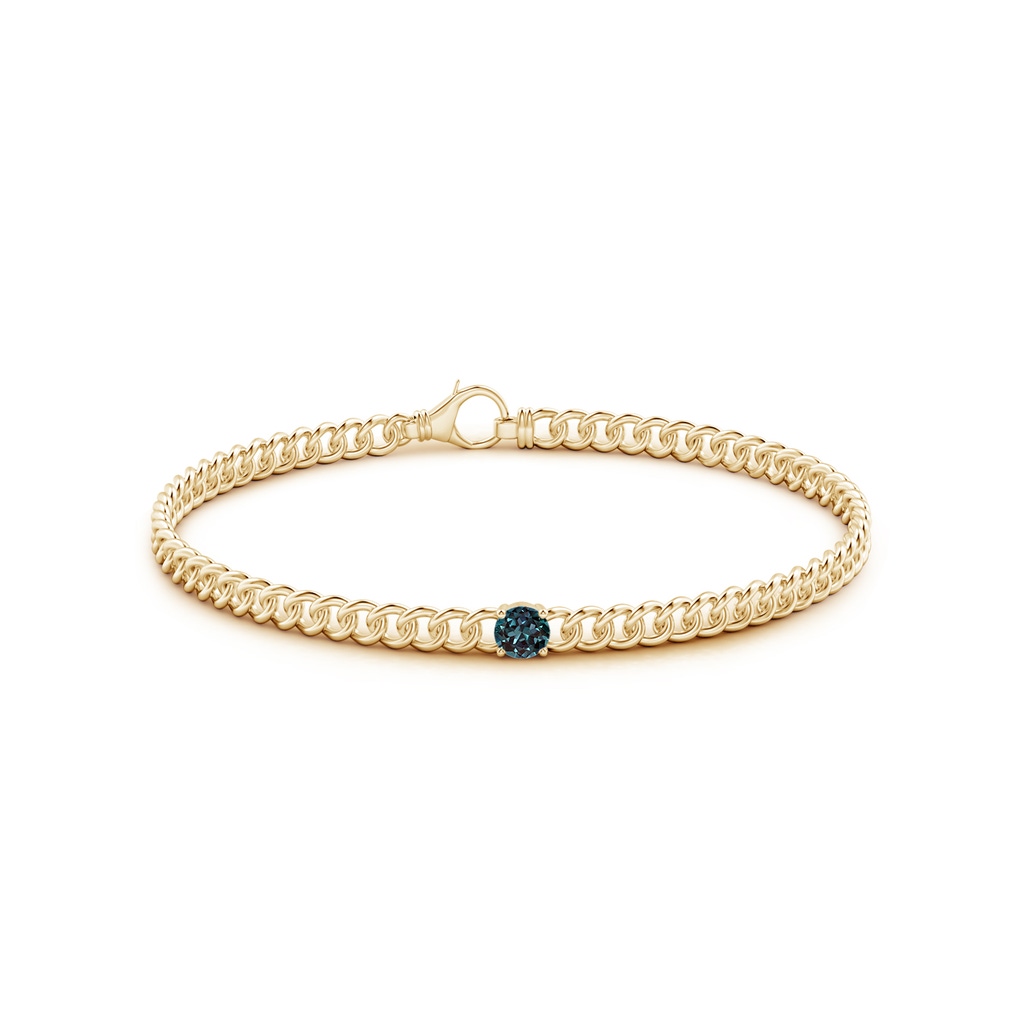 4mm Labgrown Solitaire Round Lab-Grown Alexandrite Bracelet in Yellow Gold