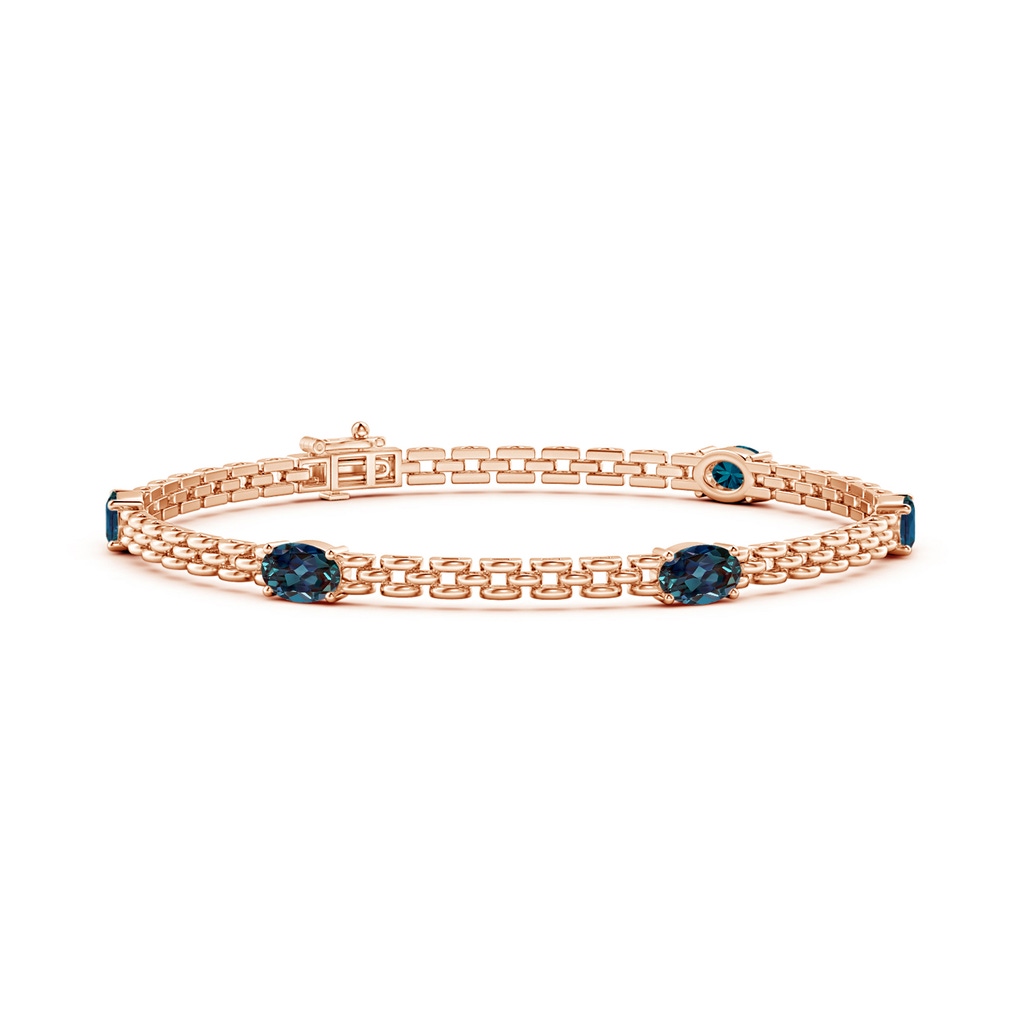 6x4mm Labgrown Five Stone Oval Lab-Grown Alexandrite Station Link Bracelet in Rose Gold