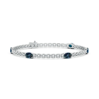 6x4mm Labgrown Five Stone Oval Lab-Grown Alexandrite Station Link Bracelet in White Gold