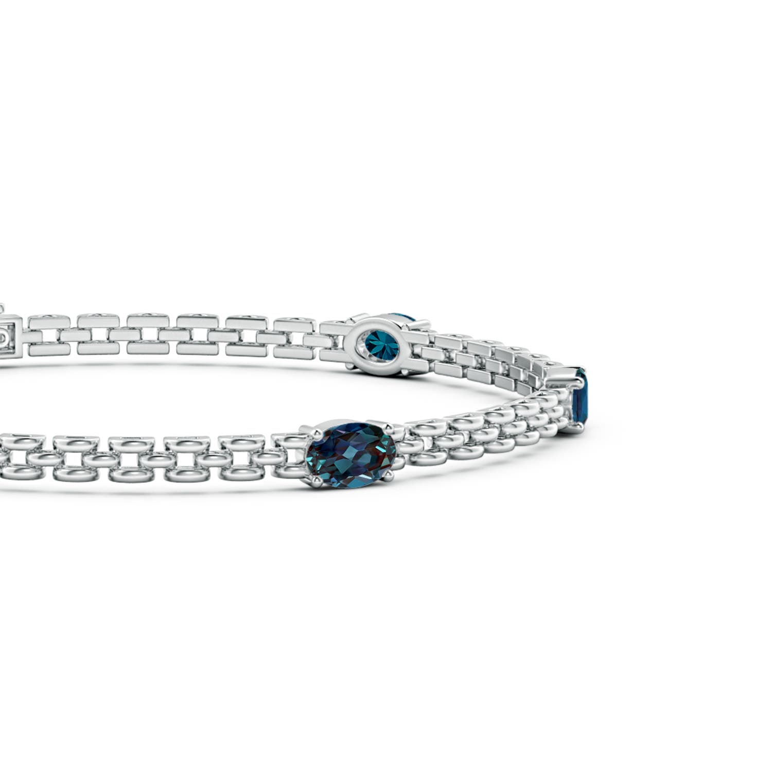 6x4mm Labgrown Five Stone Oval Lab-Grown Alexandrite Station Link Bracelet in White Gold - side 3
