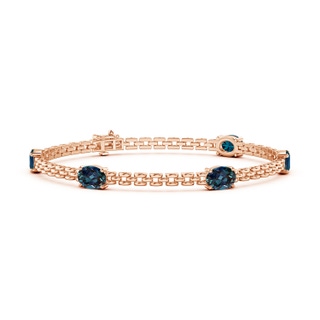 7x5mm Labgrown Five Stone Oval Lab-Grown Alexandrite Station Link Bracelet in Rose Gold