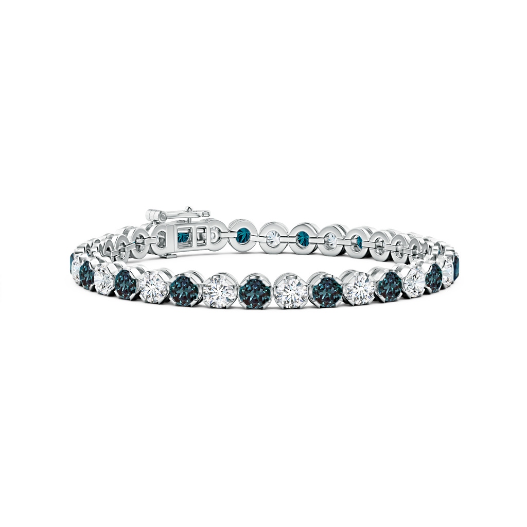 4mm Labgrown Classic Round Lab-Grown Alexandrite and Diamond Tennis Bracelet in White Gold