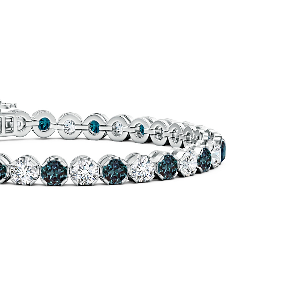 4mm Labgrown Classic Round Lab-Grown Alexandrite and Diamond Tennis Bracelet in White Gold - side 199