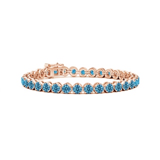 4mm Labgrown Classic Round Lab-Grown Fancy Intense Blue Diamond Tennis Bracelet in 10K Rose Gold