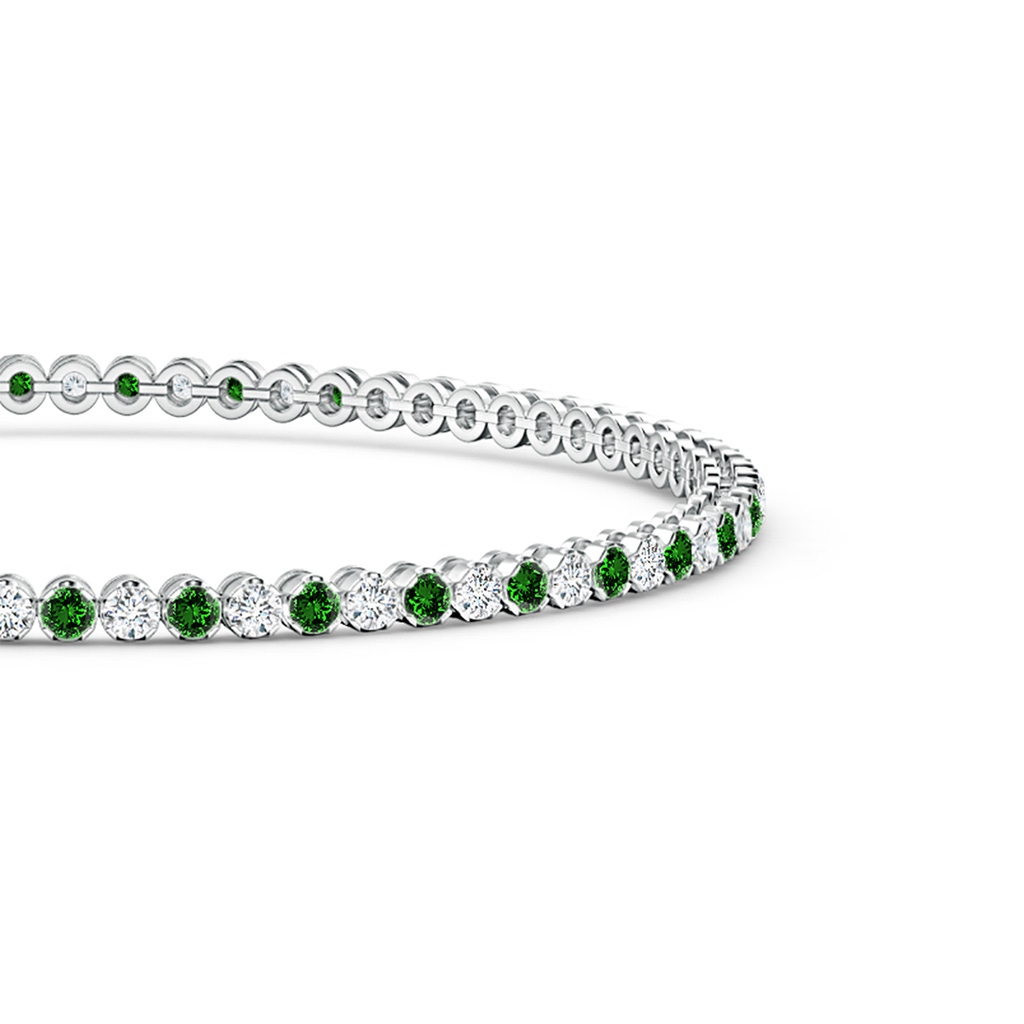 1.5mm Labgrown Lab-Grown Classic Round Emerald and Diamond Tennis Bracelet in White Gold - side 199