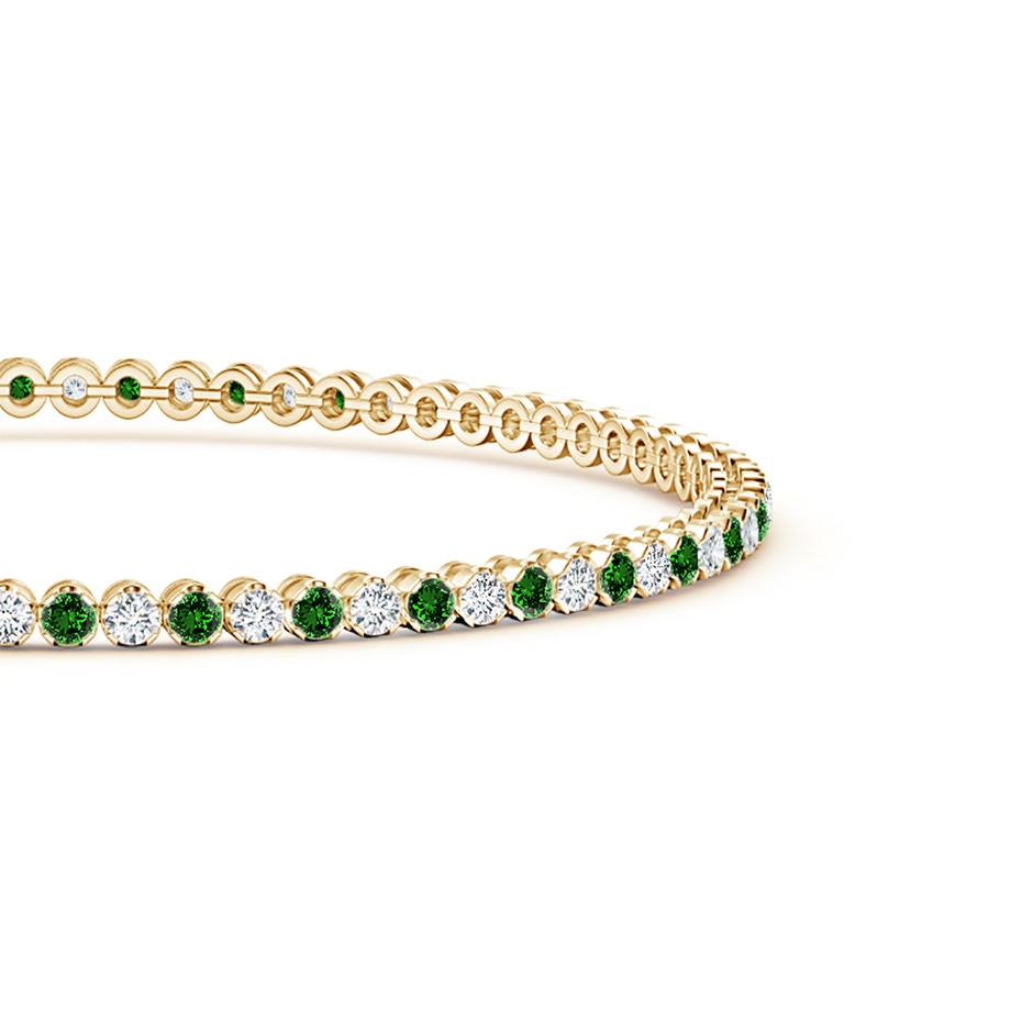 1.5mm Labgrown Lab-Grown Classic Round Emerald and Diamond Tennis Bracelet in Yellow Gold side 199