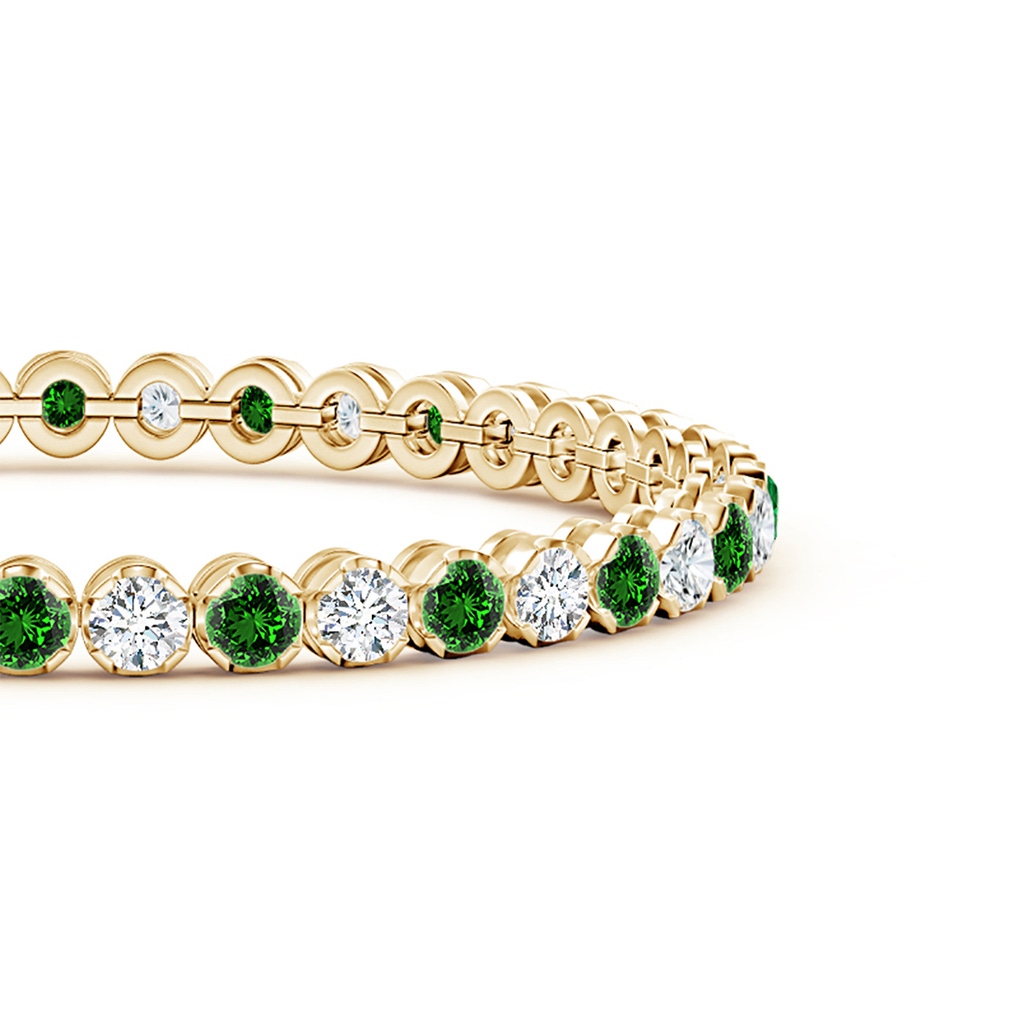 3.5mm Labgrown Lab-Grown Classic Round Emerald and Diamond Tennis Bracelet in Yellow Gold Side 199