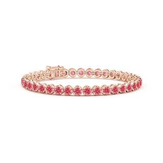 3.6mm Labgrown Classic Round Lab-Grown Fancy Intense Pink Diamond Tennis Bracelet in Rose Gold