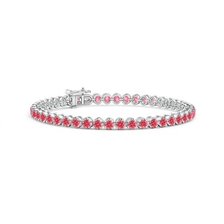 3mm Labgrown Classic Round Lab-Grown Fancy Intense Pink Diamond Tennis Bracelet in White Gold