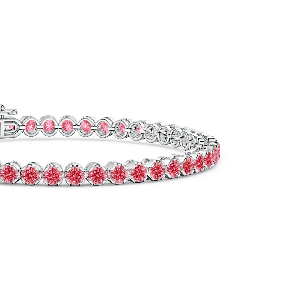 3mm Labgrown Classic Round Lab-Grown Fancy Intense Pink Diamond Tennis Bracelet in White Gold - side 199