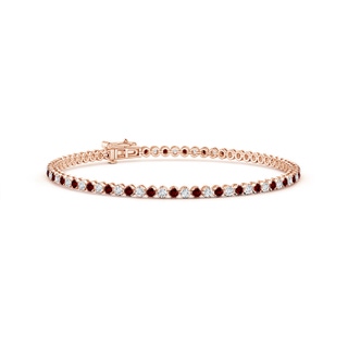 1.5mm Labgrown Lab-Grown Classic Round Ruby and Diamond Tennis Bracelet in 10K Rose Gold