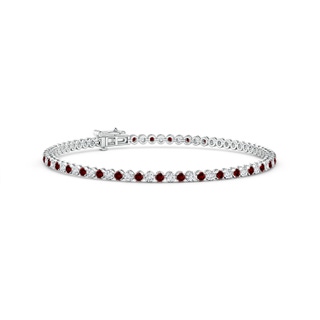 1.5mm Labgrown Lab-Grown Classic Round Ruby and Diamond Tennis Bracelet in 10K White Gold