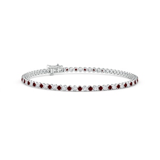 1.5mm Labgrown Lab-Grown Classic Round Ruby and Diamond Tennis Bracelet in White Gold